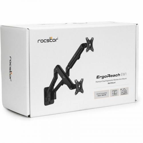 Rocstor ErgoReach Mounting Arm For Monitor, Display   Black   Landscape/Portrait Alternate-Image8/500