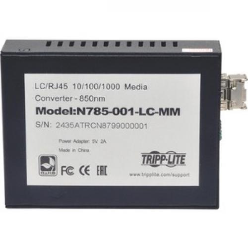 Tripp Lite By Eaton 10/100/1000 LC Multimode Fiber To Ethernet Media Converter, 550M, 850nm Bottom/500