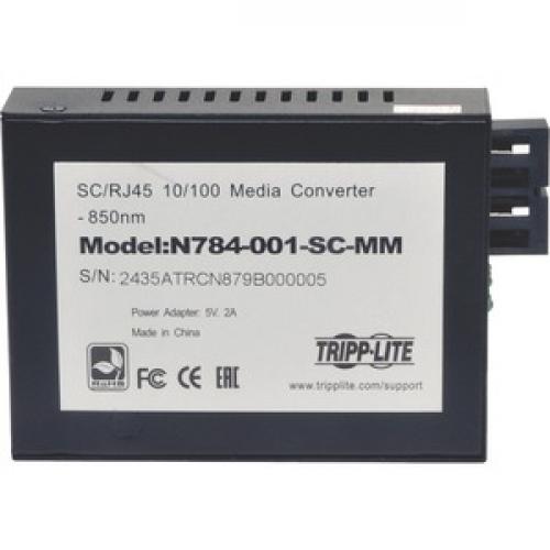 Tripp Lite By Eaton 10/100 SC Multimode Fiber To Ethernet Media Converter, 550M, 850nm Bottom/500