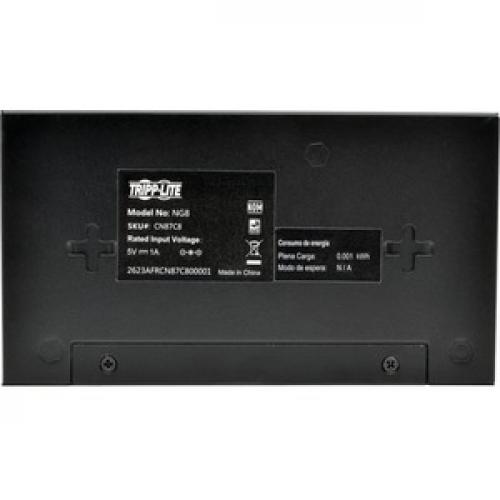 Tripp Lite By Eaton 8 Port 10/100/1000 Mbps Desktop Gigabit Ethernet Unmanaged Switch, Metal Housing Bottom/500