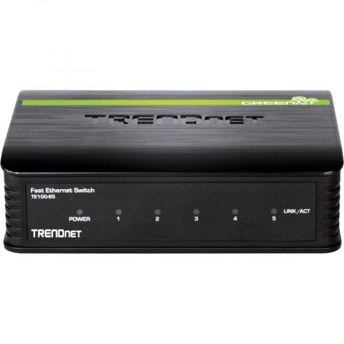TRENDnet 5 Port Unmanaged 10/100 Mbps GREENnet Ethernet Desktop Plastic Housing Switch; 5 X 10/100 Mbps Ports; 1Gbps Switching Capacity; TE100 S5 Front/500