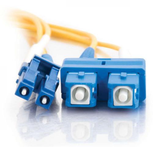 C2G 15m LC SC 9/125 Duplex Single Mode OS2 Fiber Cable   Yellow   49ft Front/500