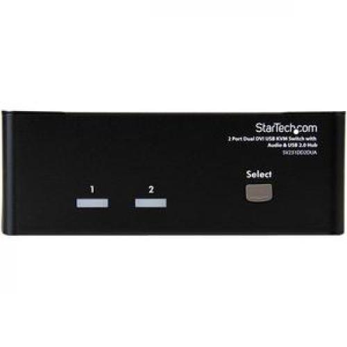 StarTech.com 2 Port Dual DVI USB KVM Switch W/ Audio & USB Hub Front/500