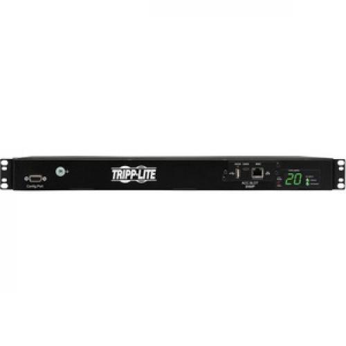 Tripp Lite By Eaton 3.8kW Single Phase Switched Automatic Transfer Switch PDU, Two 200 240V C20 Inlets, 8 C13 & 2 C19 Outputs, 1U, TAA Front/500