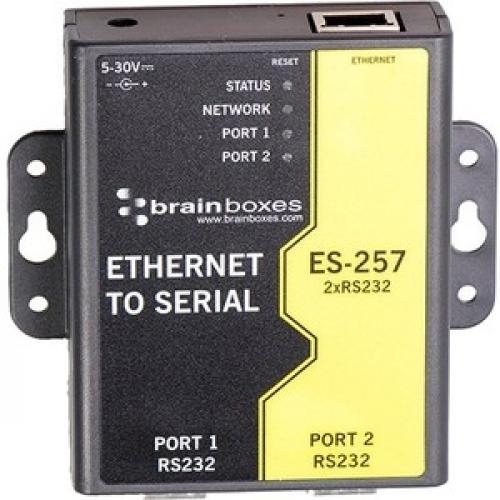 Brainboxes 2 Port RS232 Ethernet To Serial Adapter Front/500