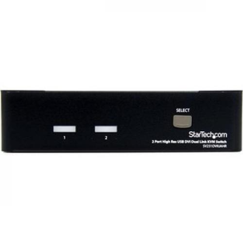 StarTech.com 2 Port High Resolution USB DVI Dual Link KVM Switch With Audio Front/500