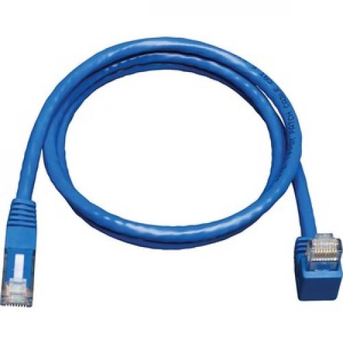 Eaton Tripp Lite Series Down Angle Cat6 Gigabit Molded UTP Ethernet Cable (RJ45 Right Angle Down M To RJ45 M), Blue, 5 Ft. (1.52 M) Front/500