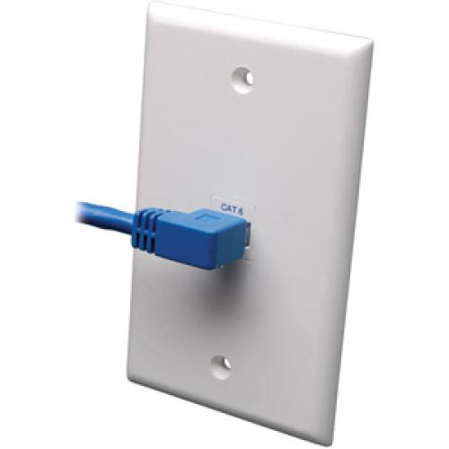 Eaton Tripp Lite Series Left Angle Cat6 Gigabit Molded UTP Ethernet Cable (RJ45 Left Angle M To RJ45 M), Blue, 5 Ft. (1.52 M) Front/500
