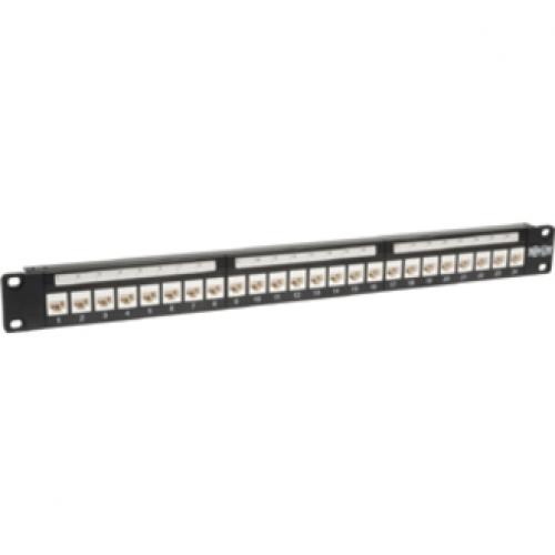 Tripp Lite By Eaton 24 Port Cat6/Cat5 Low Profile Feed Through Patch Panel, 1U Rack Mount/Wall Mount, TAA Front/500