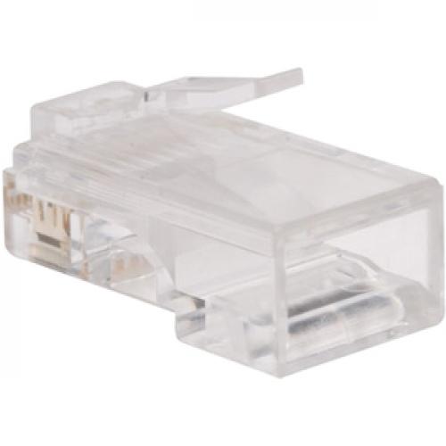 RJ45 FOR FLAT SOLID / STANDARD CONDUCTOR 4 PAIR CAT5E CAT5 CABLE 100 PACK Front/500