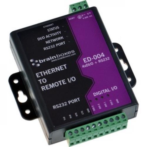 Brainboxes   Ethernet To 4 Digital IO And RS232 Serial Port Front/500