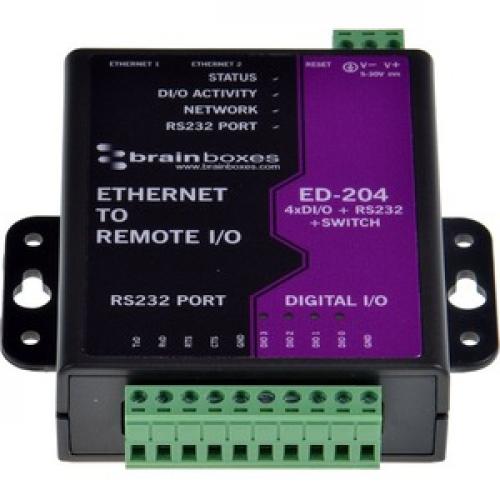 Brainboxes Ethernet To Digital IO + RS232 + Switch Front/500