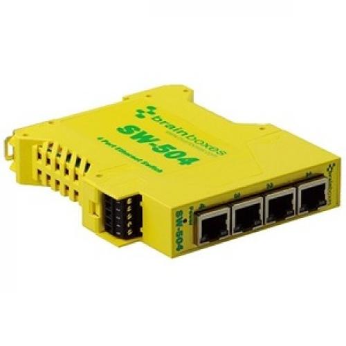 Brainboxes Industrial Ethernet 4 Port Switch DIN Rail Mountable Front/500