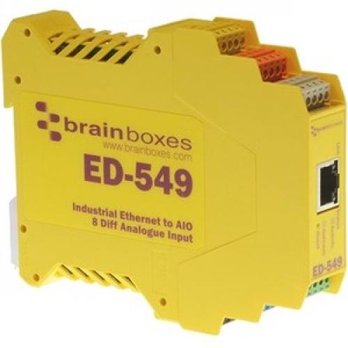 Brainboxes   Ethernet To 8 Analogue Inputs + RS485 Gateway Front/500
