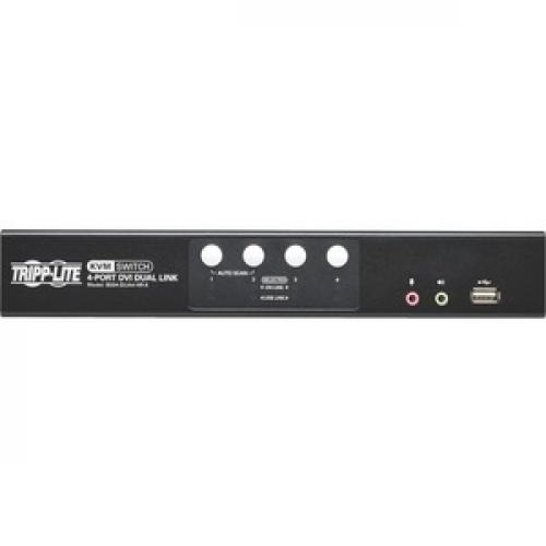 Tripp Lite By Eaton KVM Switch 4 Port DVI Dual Link / USB W/ Audio & 4x 6ft Cables Front/500