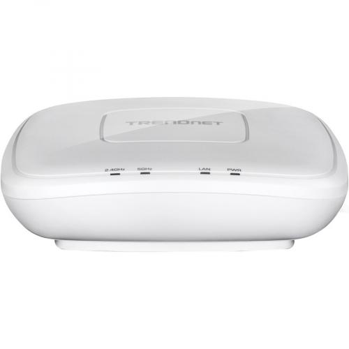 TRENDnet AC1200 Dual Band PoE Indoor Access Point, MU MIMO, 867 Mbps WiFi AC, 300 Mbps WiFi N Bands, Client Bridge, Repeater Modes, Gigabit PoE LAN Port, Captive Portal For Hotspot, White, TEW 821DAP Front/500