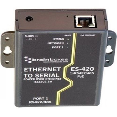 Brainboxes 1 Port RS422/485 PoE Ethernet To Serial Adapter Front/500
