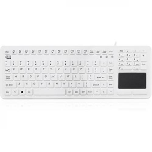Adesso Antimicrobial Waterproof Touchpad Keyboard (White) Front/500