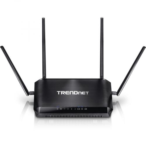 TRENDnet AC2600 MU MIMO Wireless Gigabit Router, Increase WiFi Performance, WiFi Guest Network, Gaming Internet Home Router, Beamforming, 4K Streaming, Quad Stream, Dual Band Router, Black, TEW 827DRU Front/500