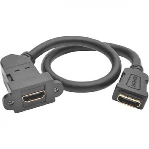 Eaton Tripp Lite Series High Speed HDMI With Ethernet All In One Keystone/Panel Mount Coupler Cable (F/F), Angled Connector, 1 Ft. (0.31 M) Front/500