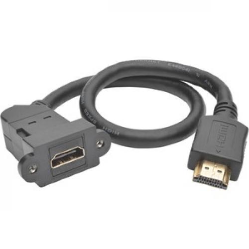 Eaton Tripp Lite Series High Speed HDMI With Ethernet All In One Keystone/Panel Mount Extension Cable (M/F), Angled Connector, 1 Ft. (0.31 M) Front/500