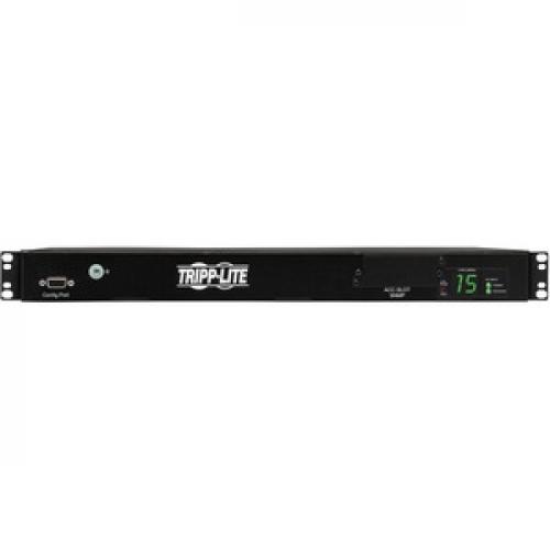 Tripp Lite By Eaton 2.4kW Single Phase Switched Automatic Transfer Switch PDU, Two 200 240V C14 Inlets, 10 C13 Outputs, 1U, TAA Front/500