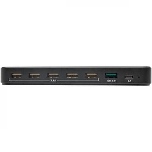 Tripp Lite By Eaton 7 Port USB Charging Station With Quick Charge 3.0, USB C Port, Device Storage, 5V 4A (60W) USB Charge Output Front/500