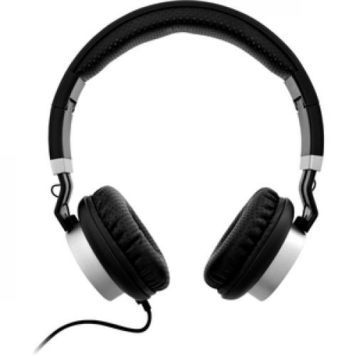 V7 Lightweight On Ear Headphones   Black/Silver Front/500
