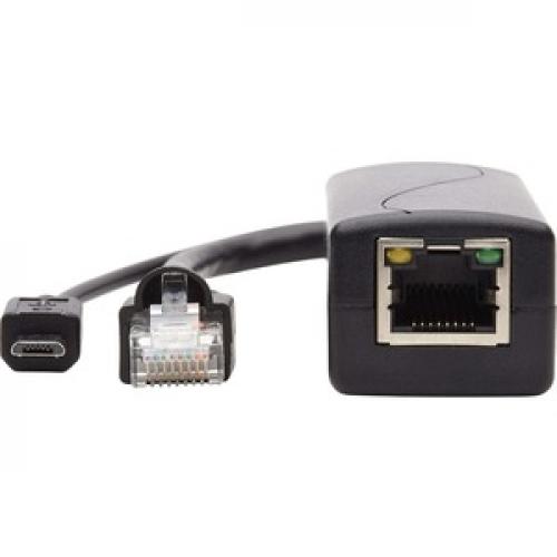 Tripp Lite By Eaton PoE To USB Micro B And RJ45 Active Splitter   802.af 48V To 5V 1A Up To 328.08 Ft. (100 M) Front/500