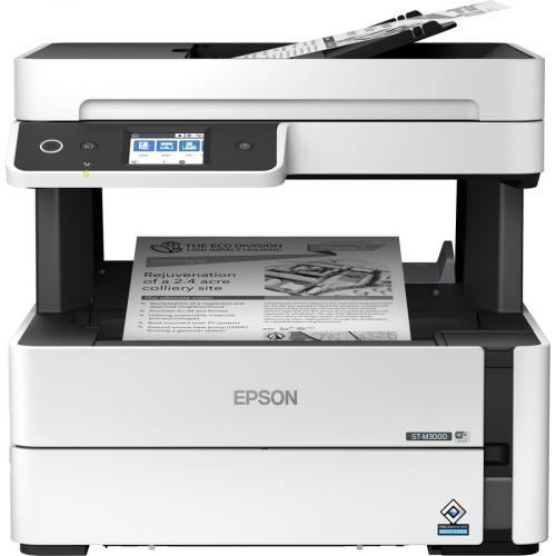 Epson WorkForce ST M3000 Monochrome Multifunction Supertank Printer. Cartridge Free MFP With ADF & Fax Inkjet Copier/Fax/Scanner 1200x2400 Dpi Print Automatic Duplex Print 1200 Dpi Optical Scan 20 Ppm Up To 23k Pages Of Ink Wireless LAN Front/500