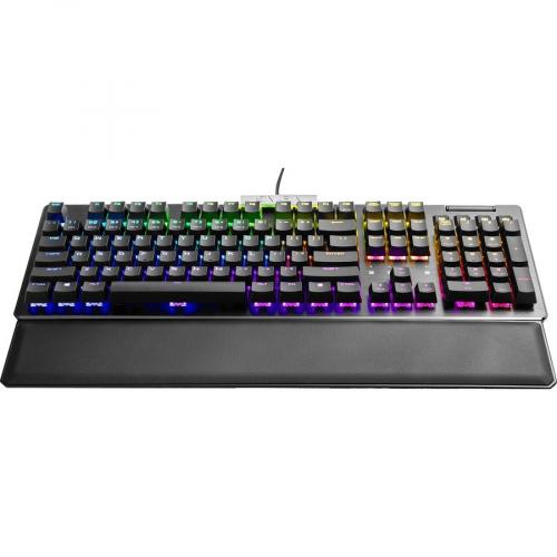 EVGA Z15 RGB Backlit LED Wired Gaming Keyboard W/ Hot Swappable Mechanical Kailh Speed Bronze Switches   Cable Connectivity   Dedicated Volume Control & Multimedia Hot Keys   Mechanical Keyswitch   Per Key RGB Lighting   Magnetic Palm Rest Front/500
