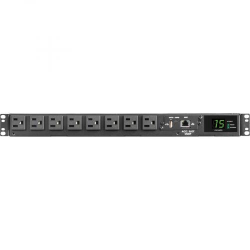Tripp Lite By Eaton 1.44kW 120V Single Phase ATS/Monitored PDU   8 NEMA 5 15R Outlets, Dual 5 15P Inputs, 12 Ft. Cords, 1U, TAA Front/500