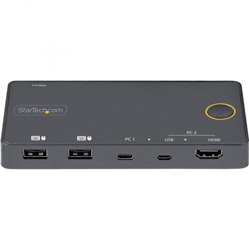 StarTech.com 2 Port Hybrid USB A + HDMI & USB C KVM Switch, Single 4K 60Hz HDMI 2.0 Monitor, Compact Desktop And/or Laptop HDMI KVM Switch Front/500