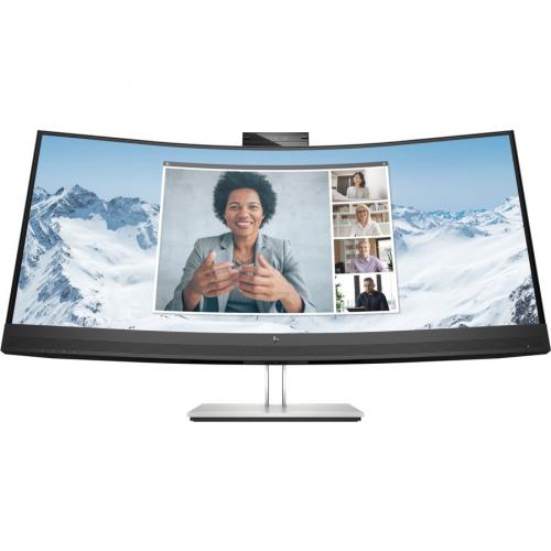 HP E34m G4 34" Class Webcam WQHD Curved Screen LCD Monitor   21:9   Black Front/500