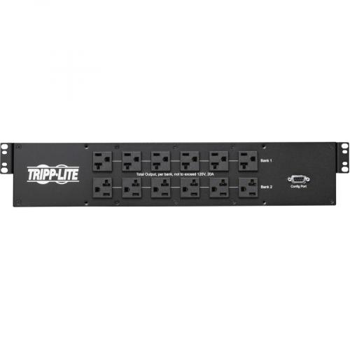 Tripp Lite By Eaton 2.9kW 120V Single Phase ATS/Monitored PDU   24 5 15/20R & 1 L5 30R Outlets, Dual L5 30P Inputs, 10 Ft. Cords, 2U, TAA Front/500