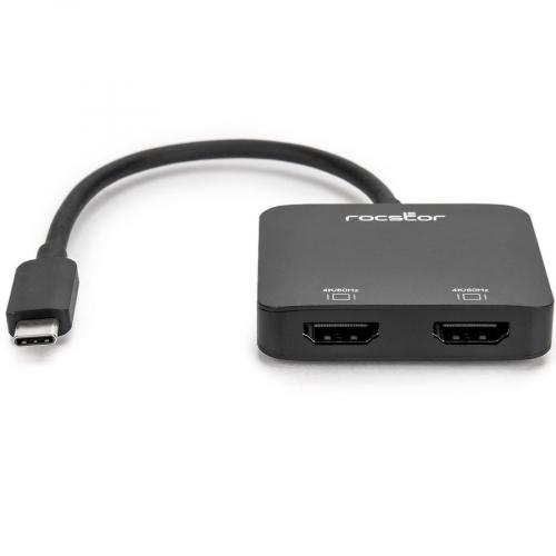 Rocstor Premium Usb C? To Dual Hdmi Multi Monitor Adapter   Hdmi 4k 60hz   Usb Type  C? 2 Port Multi Monitor Mst Hub Adapter  For Pc/windows   4kx2k Resolutions Up To 3840x2160 Front/500