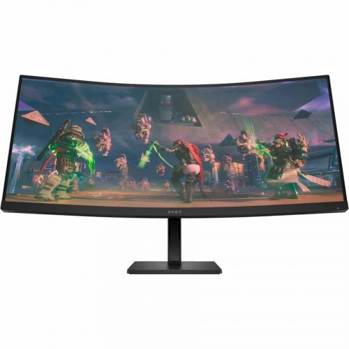 HP OMEN 34c 34" 165Hz WQHD Curved Gaming Monitor   3440 X 1440 WQHD Display @ 165 Hz   1ms GTG Response Time With Overdrive   400 Nit Brightness   AMD FreeSync Premium Technology   Vertical Alignment (VA) Technology Front/500