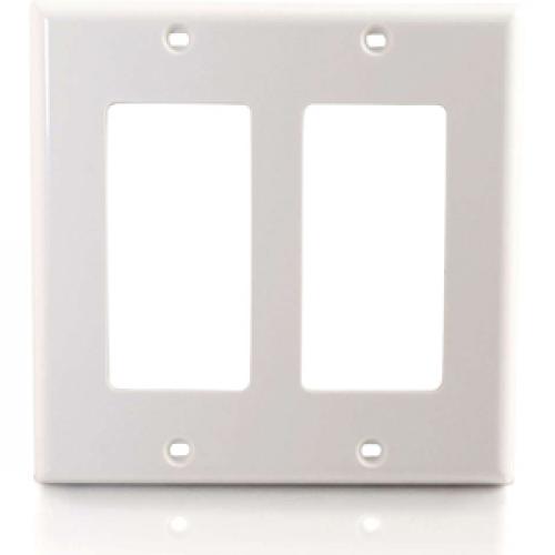 C2G Two Decorative Style Cutout Double Gang Wall Plate   White Front/500