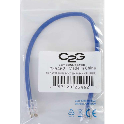 C2G 5ft Cat5e Non Booted Unshielded Network Patch Ethernet Cable   Blue In-Package/500
