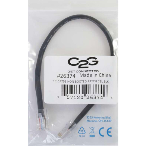 C2G 5ft Cat5e Non Booted Unshielded (UTP) Network Patch Cable   Black In-Package/500