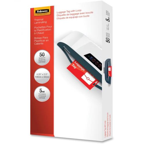 Fellowes Luggage Tag Glossy Laminating Pouches In-Package/500