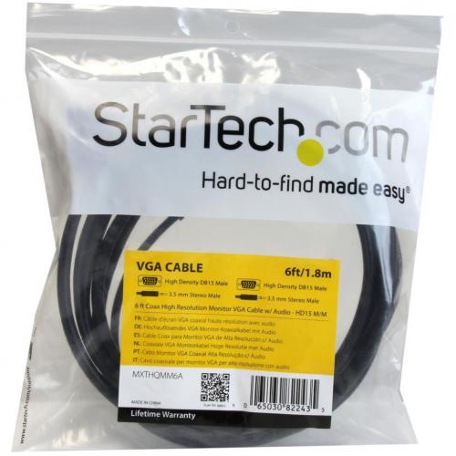 StarTech.com 6 Ft Coax High Resolution Monitor VGA Cable W/ Audio   HD15 M/M In-Package/500