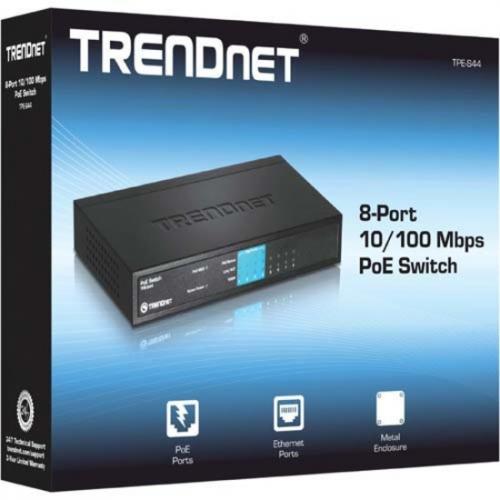 TRENDnet 8 Port 10/100Mbps PoE Switch, 4 X 10/100 Ports, 4 X 10/100 PoE Ports, 30W PoE Power Budget, 1.6 Gbps Switching Capacity, 802.3af, Limited Lifetime Protection, Black, TPE S44 In-Package/500