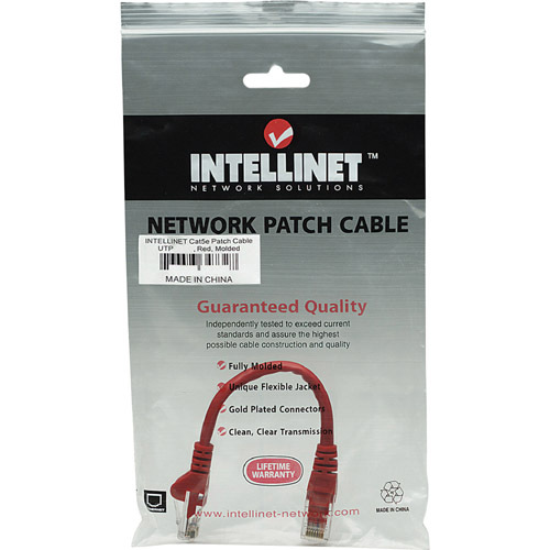 Intellinet Network Solutions Cat5e UTP Network Patch Cable, 1 Ft (0.3 M), Red In-Package/500