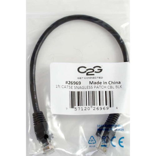 C2G 9ft Cat5e Snagless Unshielded (UTP) Network Patch Ethernet Cable Black In-Package/500