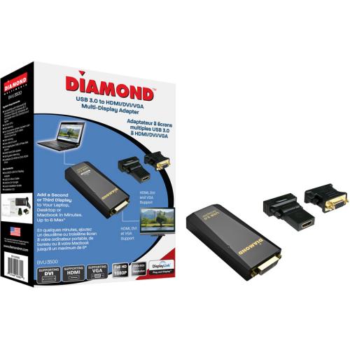Diamond Multimedia USB 3.0 To VGA/DVI / HDMI Video Graphics Adapter Up To 2048?1152 / 1920?1080 (BVU3500) In-Package/500
