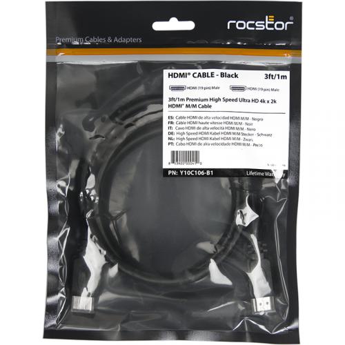 Rocstor Premium High Speed HDMI (M/M) Cable With Ethernet   Cable Length: 3ft In-Package/500