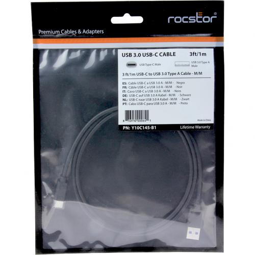 Rocstor Premium USB C To USB A Cable (3ft)   M/M   USB 3.0 In-Package/500
