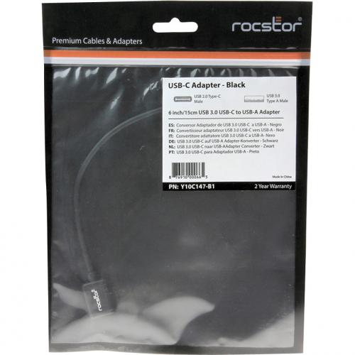 Rocstor Premium 6" USB C To USB A Adapter M/F In-Package/500
