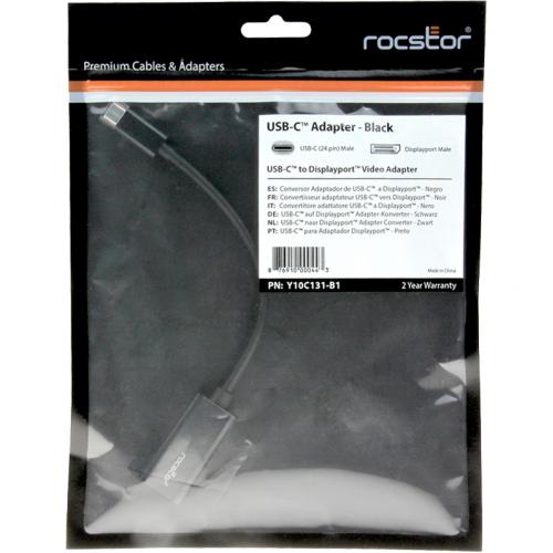 Rocstor Y10C131 B1 Premium USB C To DisplayPort Adapter M/F   For Computers, MacBook, MacBook Pro, Chromebook Or Devices With USB C ? 6?   USB Type C, Black In-Package/500